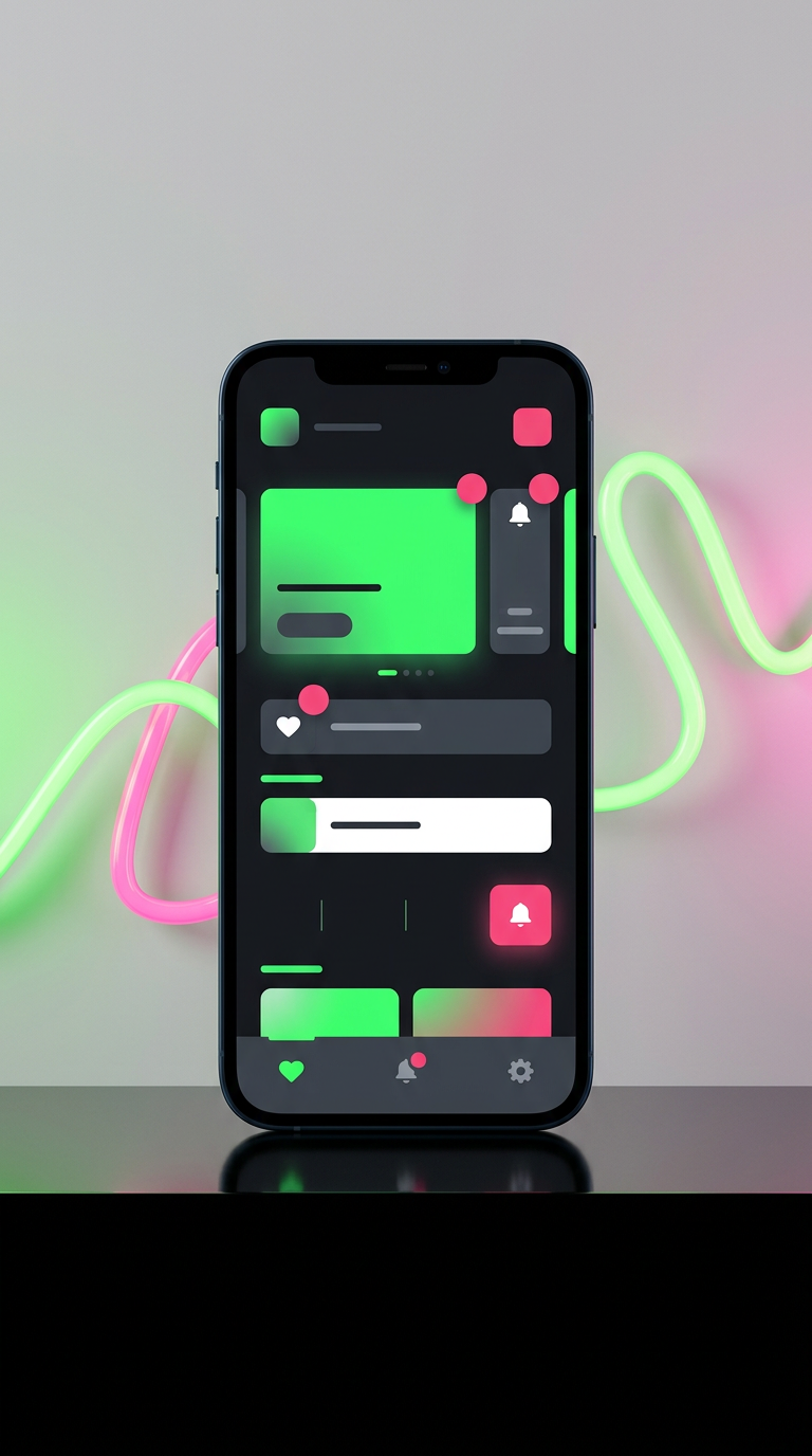 Mobile app with neon dashboard